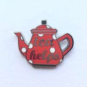 🆕 Cute “Tea Helps” Enamel Pin Brooch